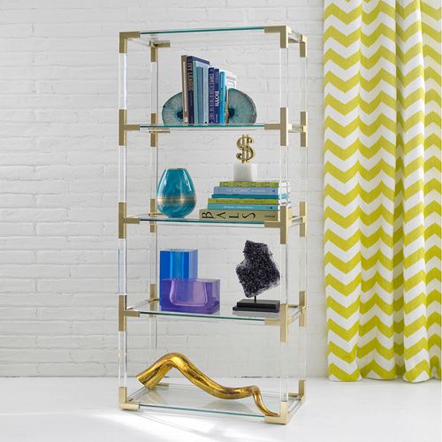 轻奢高档金属亚克力展示架透明有机玻璃书架服装店精品饰品展示柜
